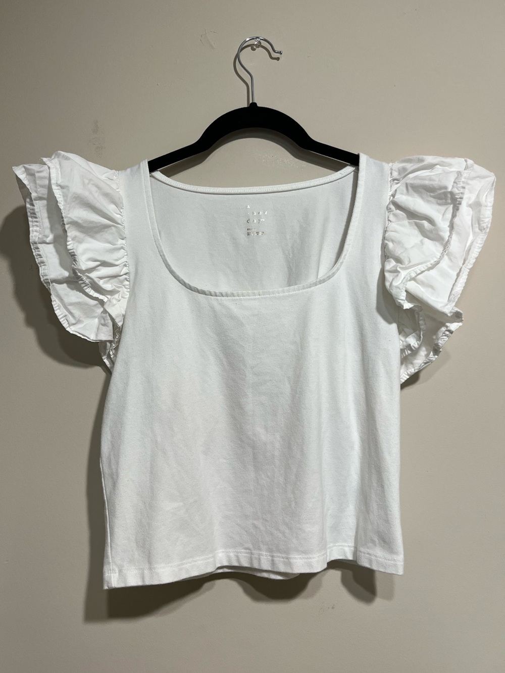 White Ruffle Sleeve Tank Top